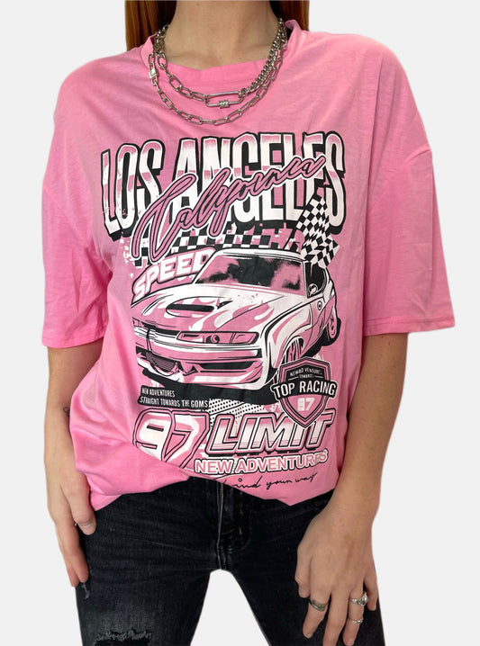 Pink LA Race Car Tee