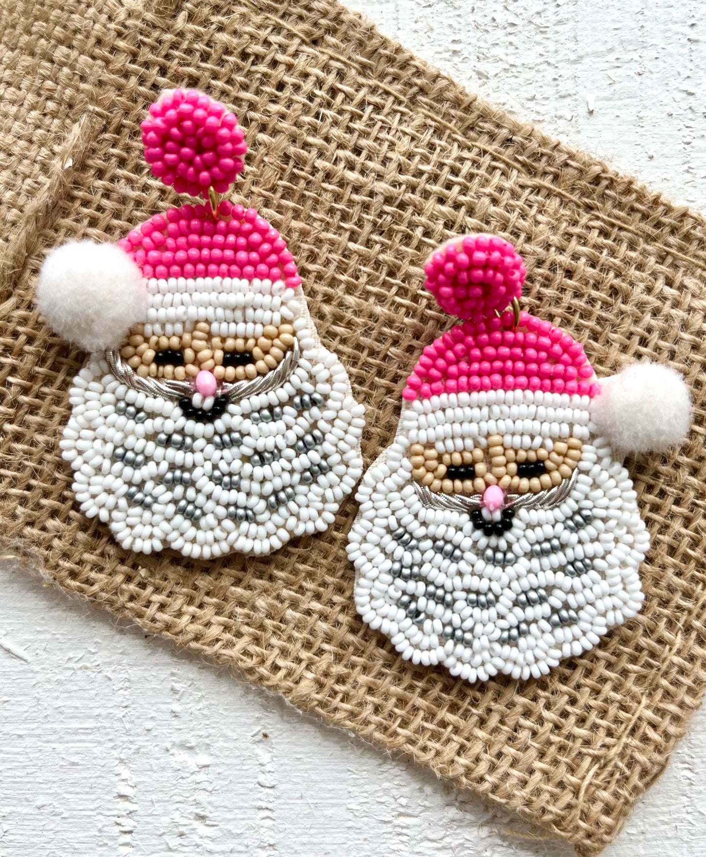 Pink Santa Earrings