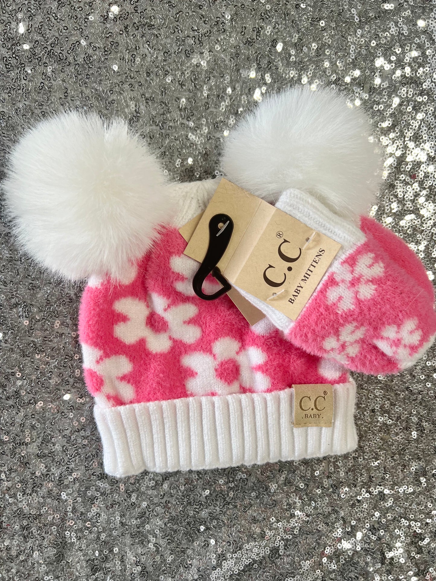Ellie Baby Beanie and Mittens in Pink