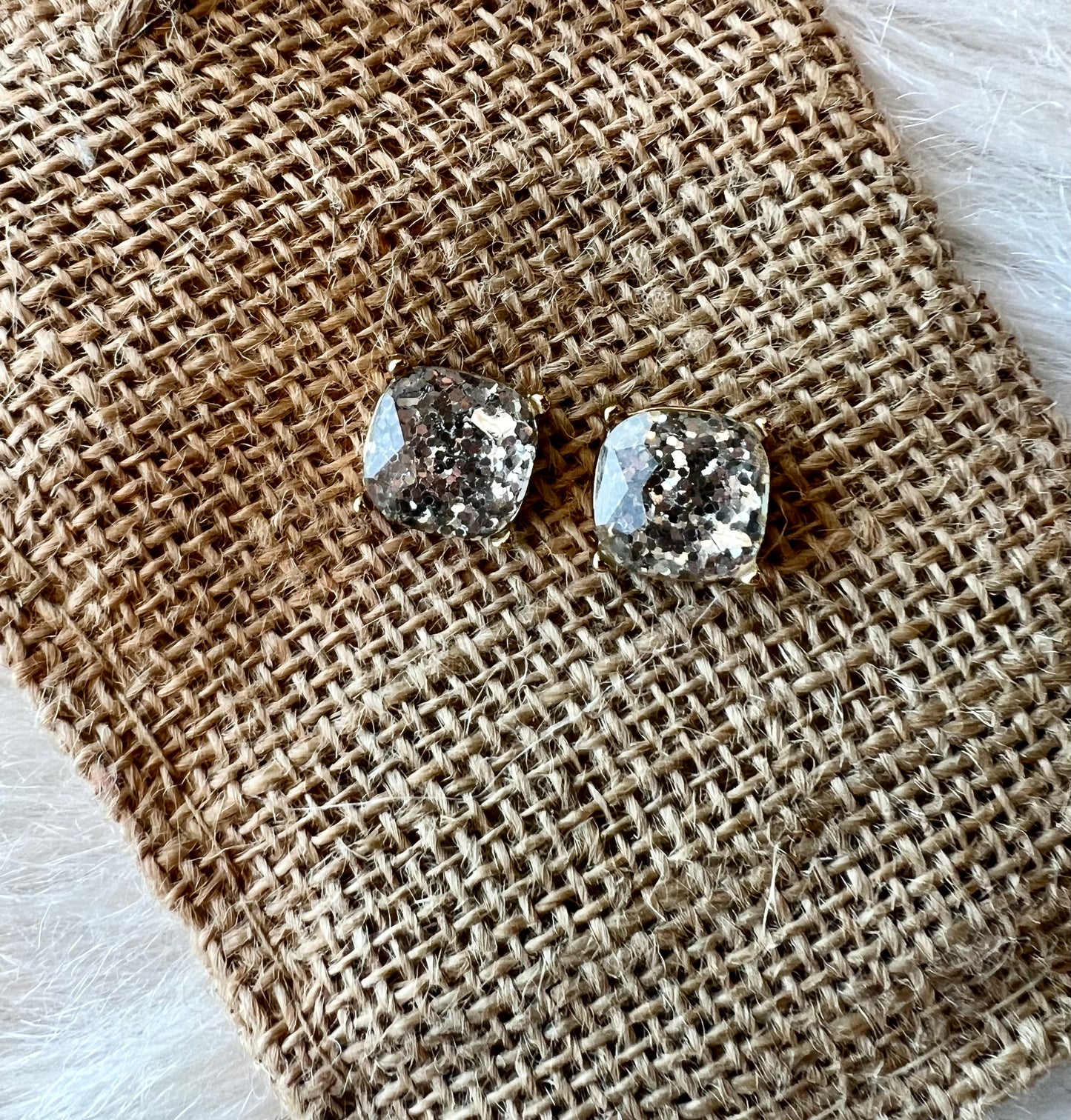 Jenna Stud Earring in Silver Glitter