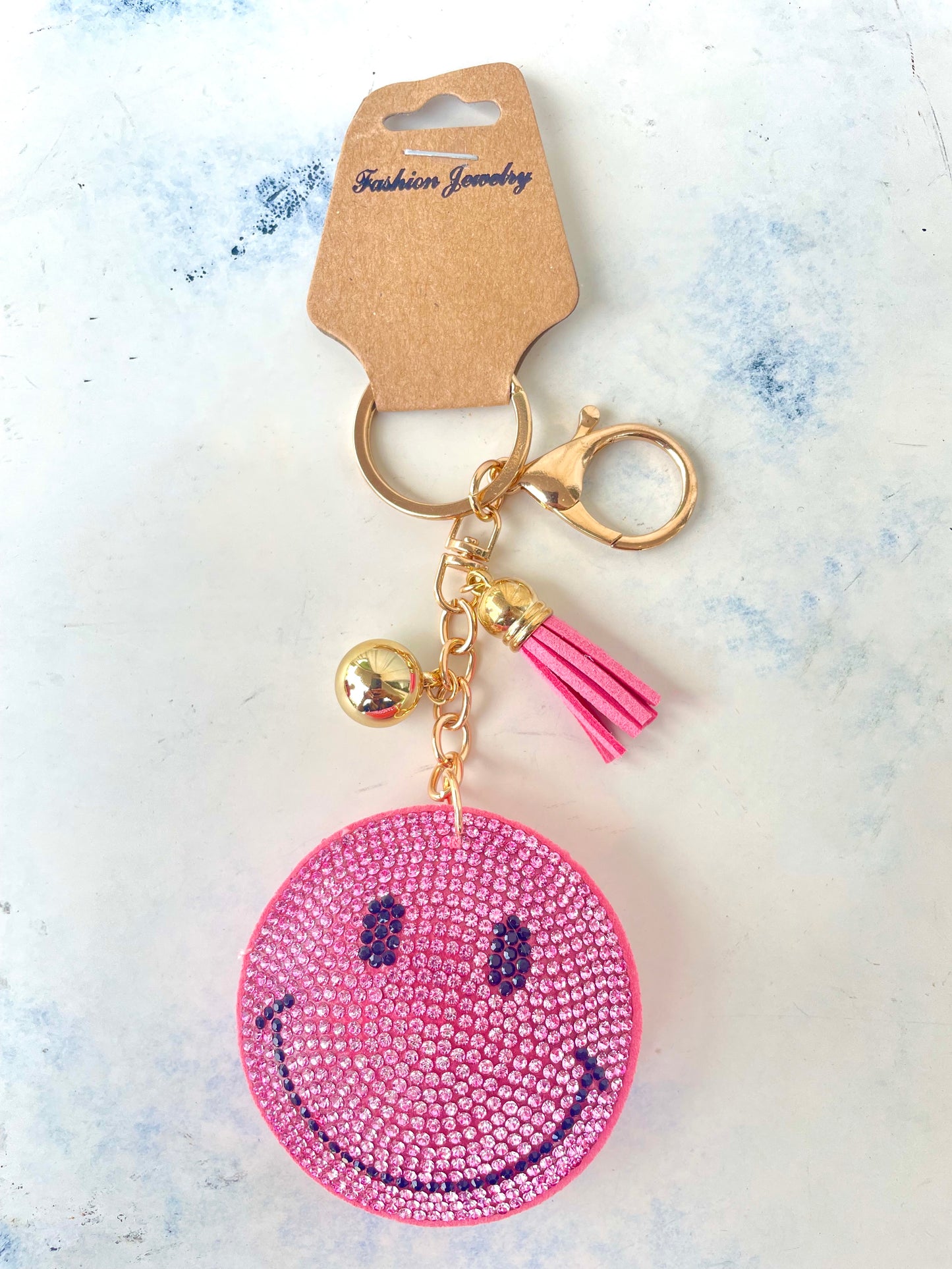 Smiley Keychain in Pink